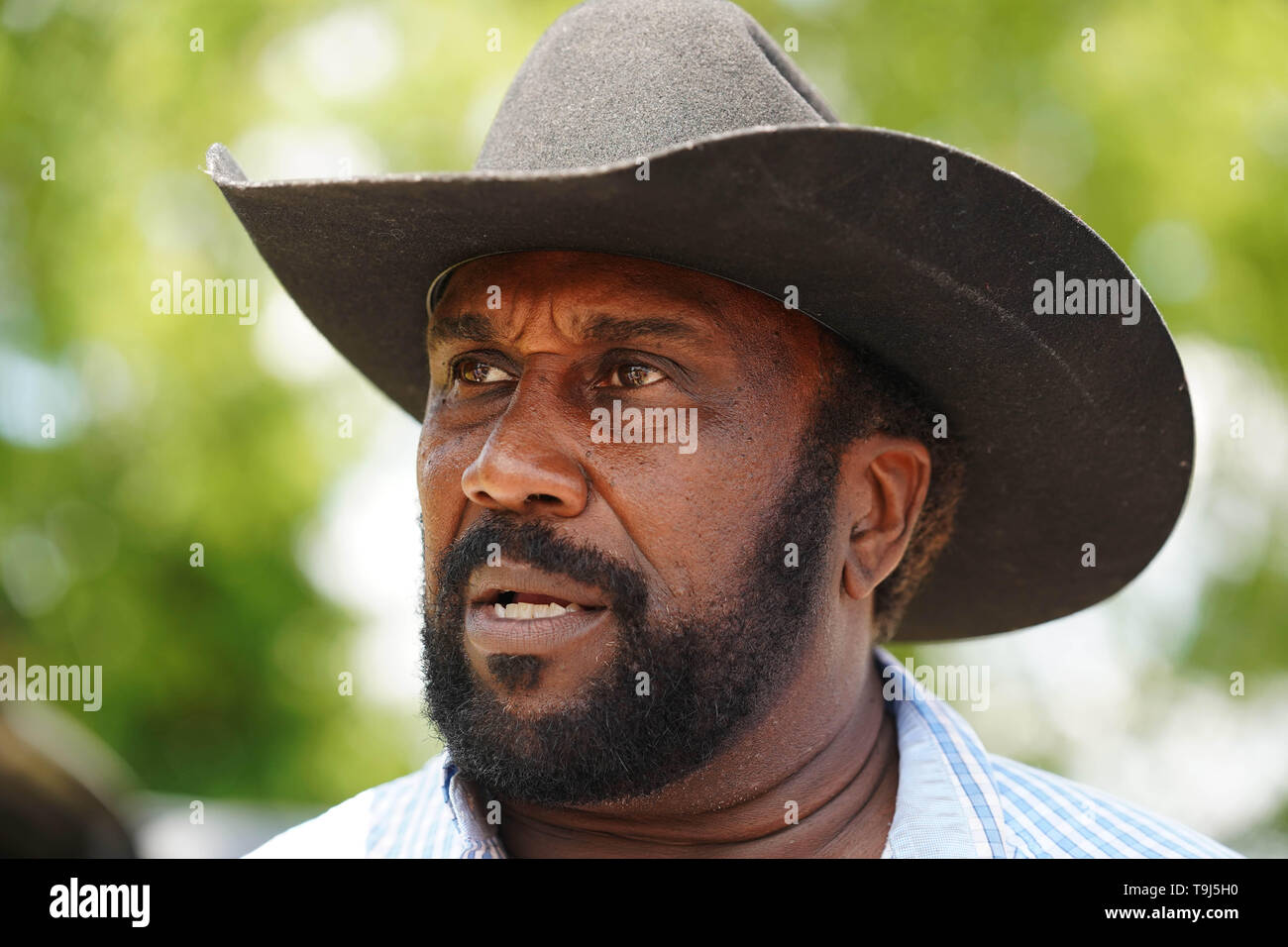 (190519) -- BASKERVILLE, May 19, 2019 (Xinhua) -- John Boyd Jr. speaks during an interview in Baskerville, Virginia, the United States, on May 15, 2019. John Boyd Jr., a fourth-generation farmer in the U.S. state of Virginia, has only planted about one fourth of his soybean crop so far this year. 'I am part worried and part frustrated and I'm very disappointed,' he said.      At his family farm in Baskerville, southern Virginia, Boyd told Xinhua earlier this week that the planting window is closing for his soybeans. 'If my crop isn't planted one month from right now ... then it's all over for  Stock Photo