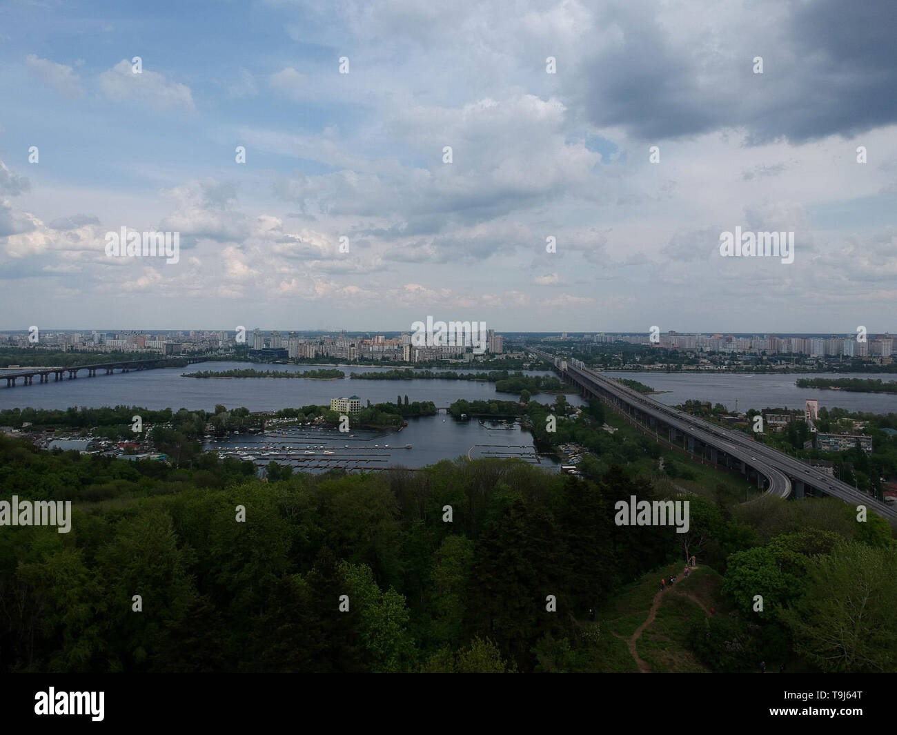 May 5, 2019 - Kiev, kiev, Ukraine - (EDITORâ€™S NOTE: Image taken with a drone).An aero view of the Hryshko National Botanical Garden..Hryshko National Botanical Garden is a botanical garden of the National Academy of Sciences of Ukraine. It contains 13,000 types of trees, shrubs, flowers and other plants from all over the world and The Botanical garden can impress with more than 350 species of orchids. (Credit Image: © Mohammad Javad Abjoushak/SOPA Images via ZUMA Wire) Stock Photo