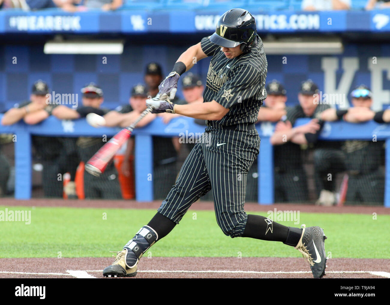 Lexington, KY, USA. 17th May, 2019. Vanderbilt's JJ Bleday swings during a game between the Kentucky Wildcats and the Vanderbilt Commodores at Kentucky Pride Park in Lexington, KY. Kevin Schultz/CSM/Alamy Live News Stock Photo