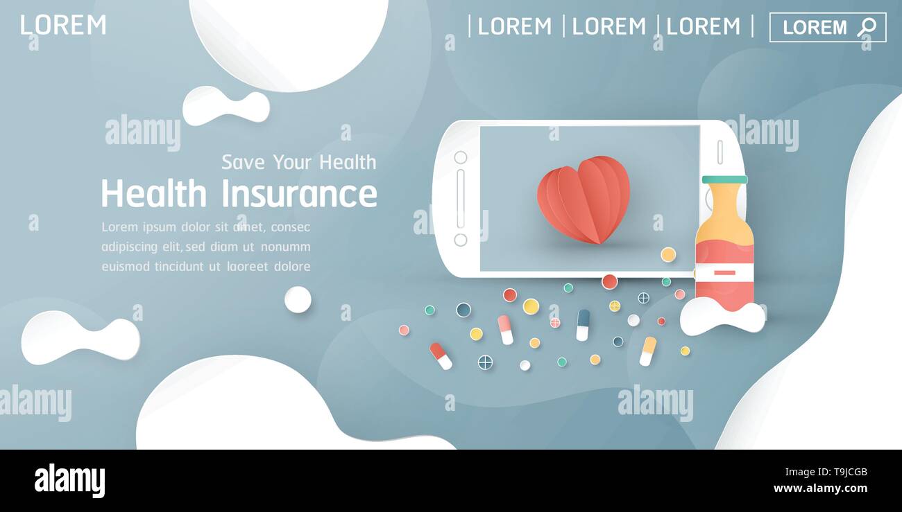 Vector Illustration In Concept Of Health Insurance Template