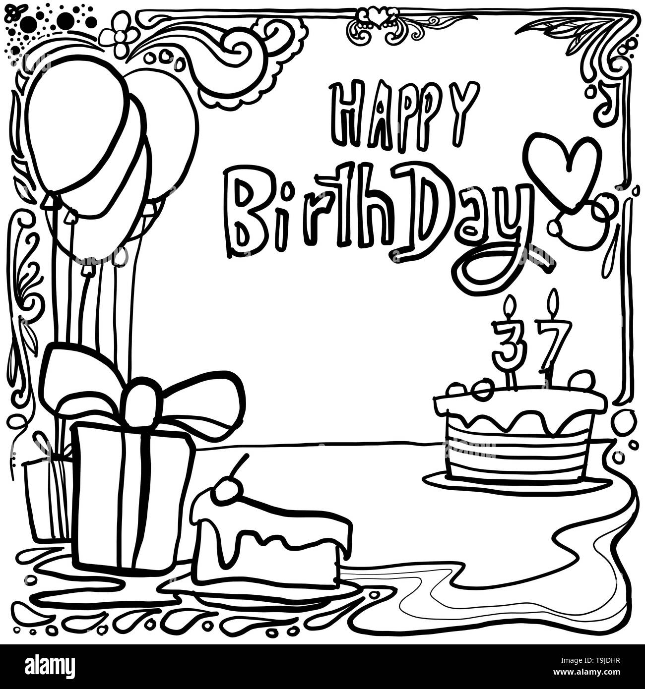 Happy birthday to you drawing Royalty Free Vector Image-saigonsouth.com.vn