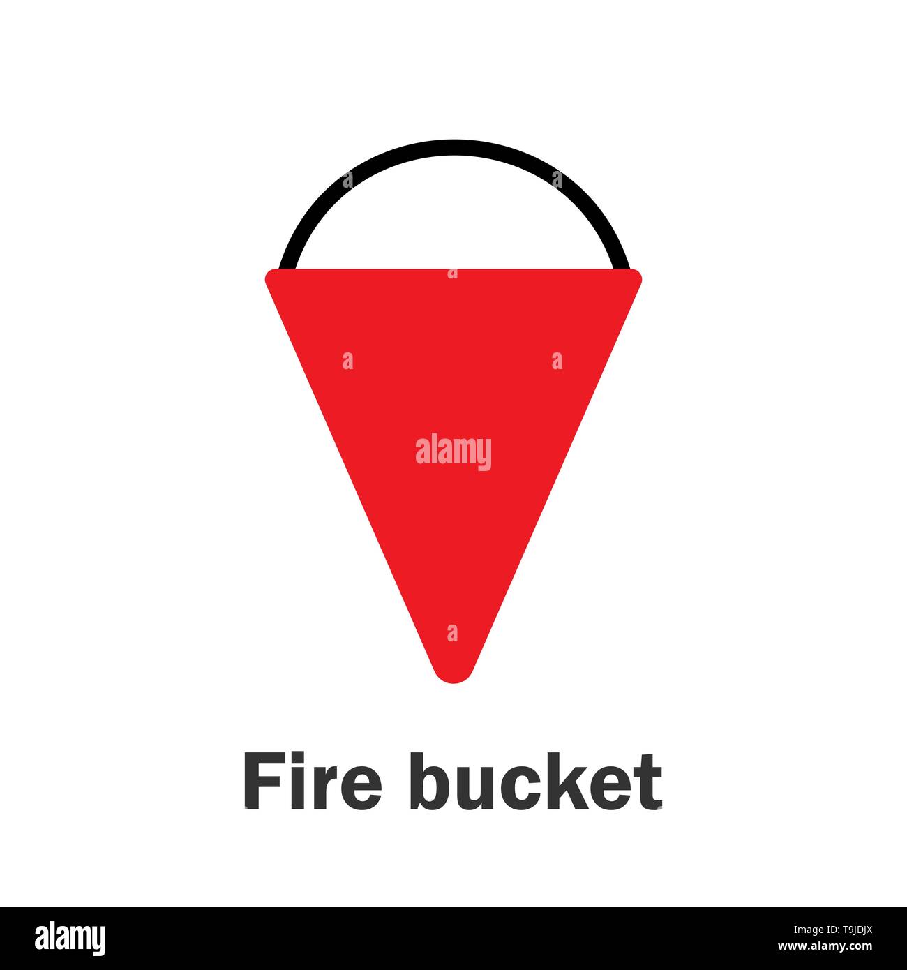 Fire bucket in cartoon style, marine card for kid, preschool activity