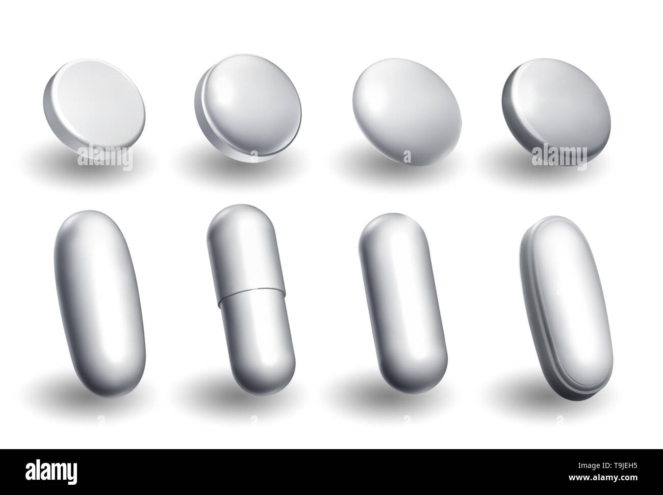 Serval types of pill shapes and types for pills to capsules Stock Photo