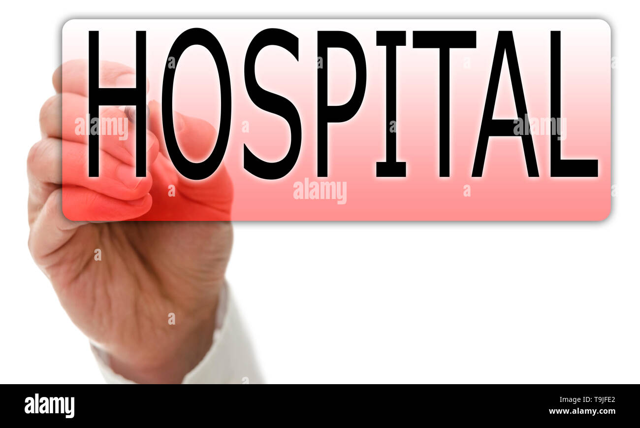 Hospital button on virtual screen. Stock Photo