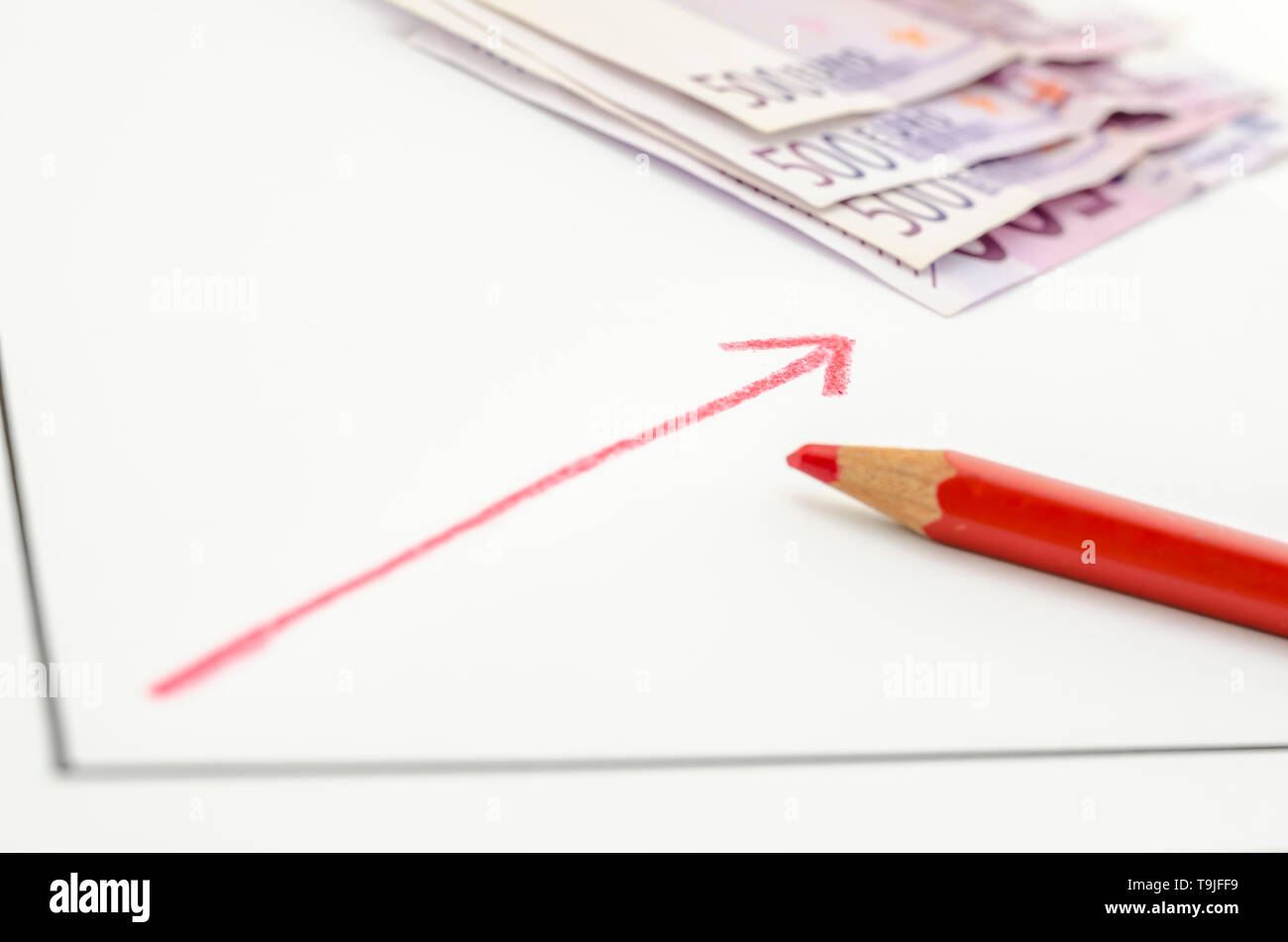 Money up arrow statistics hi-res stock photography and images - Alamy