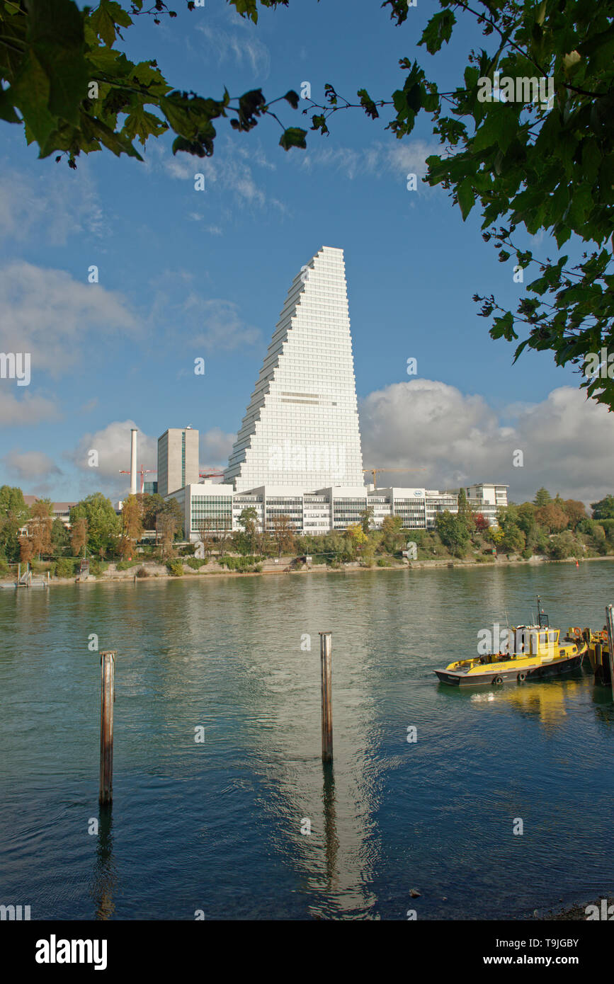 Roche Headoffice at the Rhine in Basel/Basle, switzerland. Stock Photo