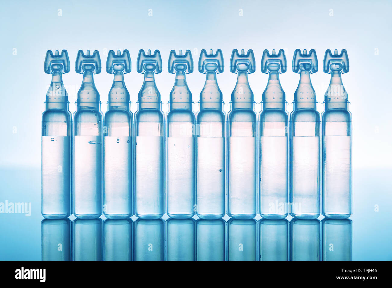 Artificial tears eye drops encapsulated in plastic pipettes and