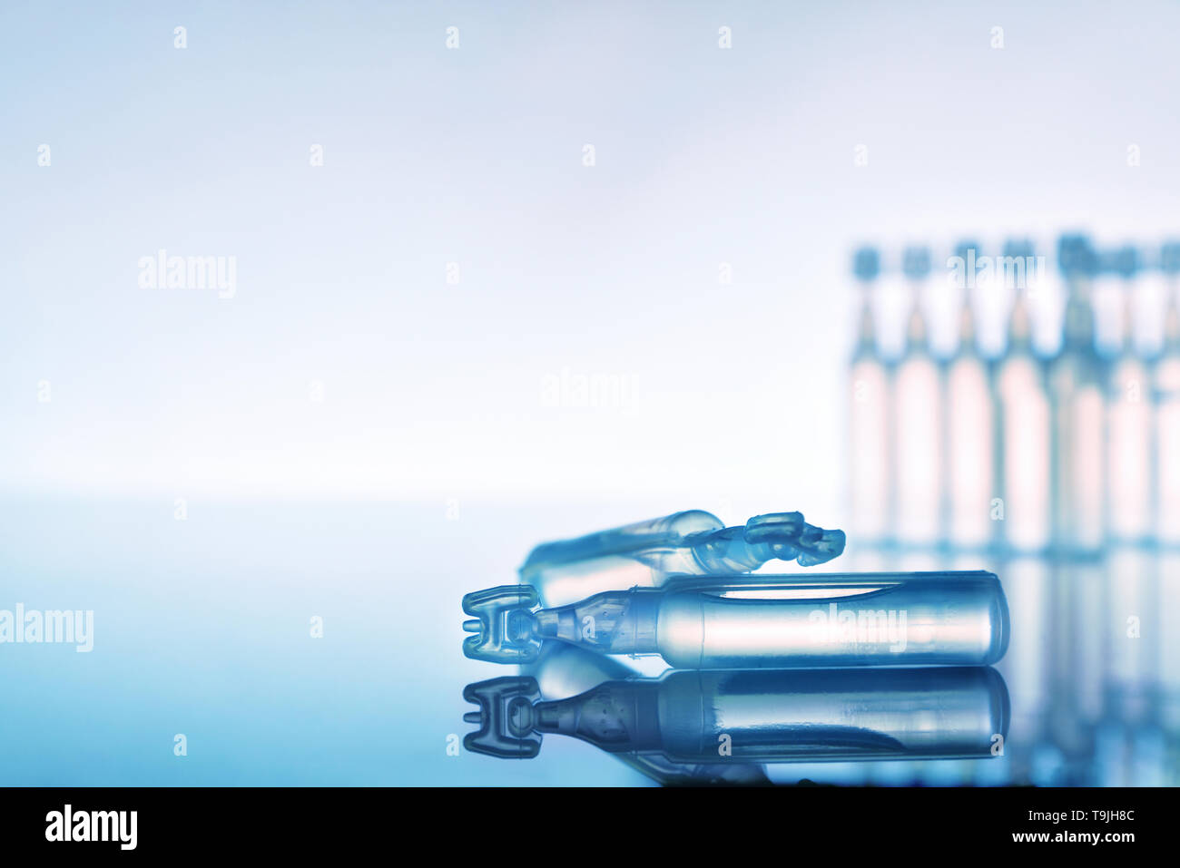 Artificial tears eye drops encapsulated in plastic pipettes and