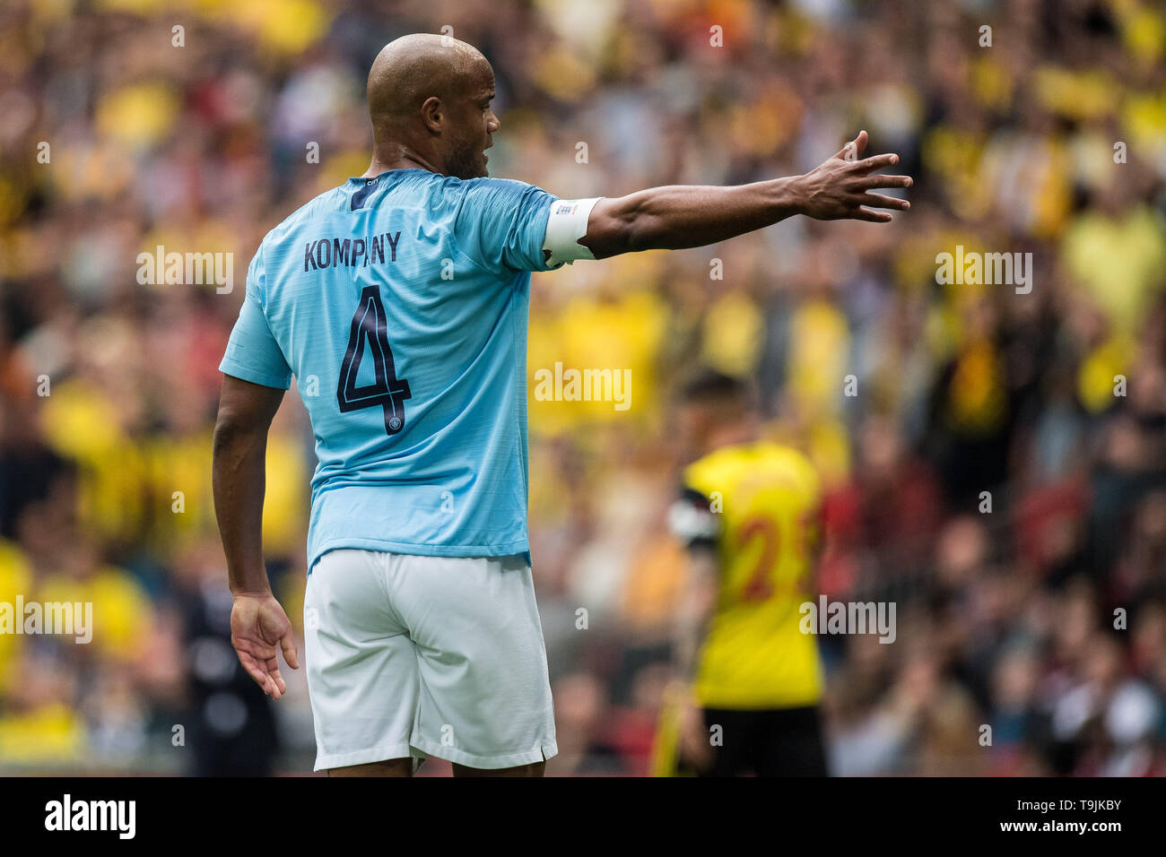 LONDON, ENGLAND - MAY 18: Vincent Kompany of Manchester City during the FA Cup Final match between Manchester City and Watford at Wembley Stadium on May 18, 2019 in London, England. (Photo by Sebastian Frej/MB Media) Stock Photo