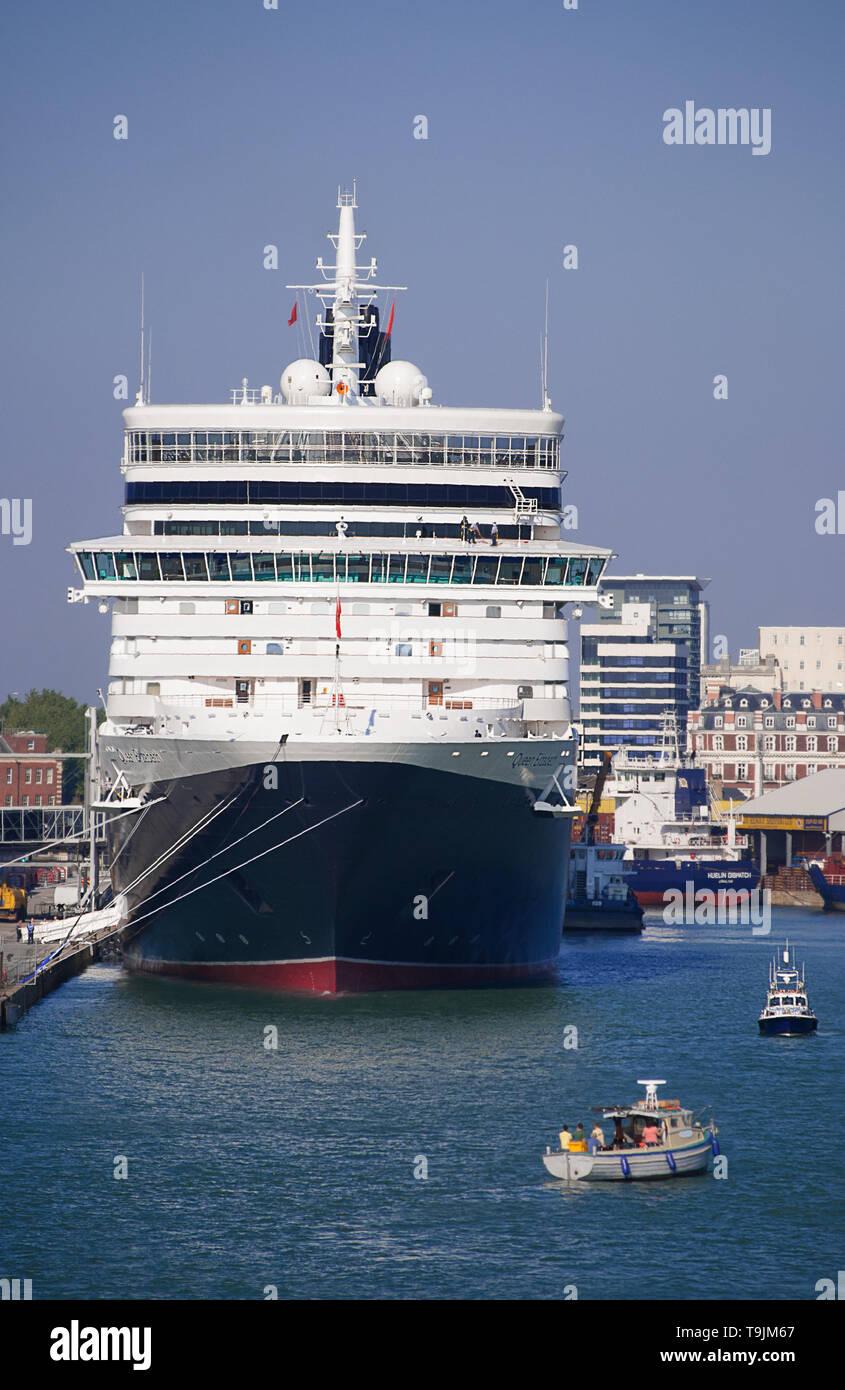 The Queen Elizabeth Cruise Ship docked in Portsmouth Harbour,England,UK. Stock Photo