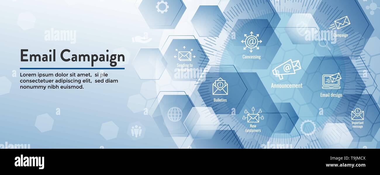 Email Marketing Campaigns Icon Set Web Header Banner Stock