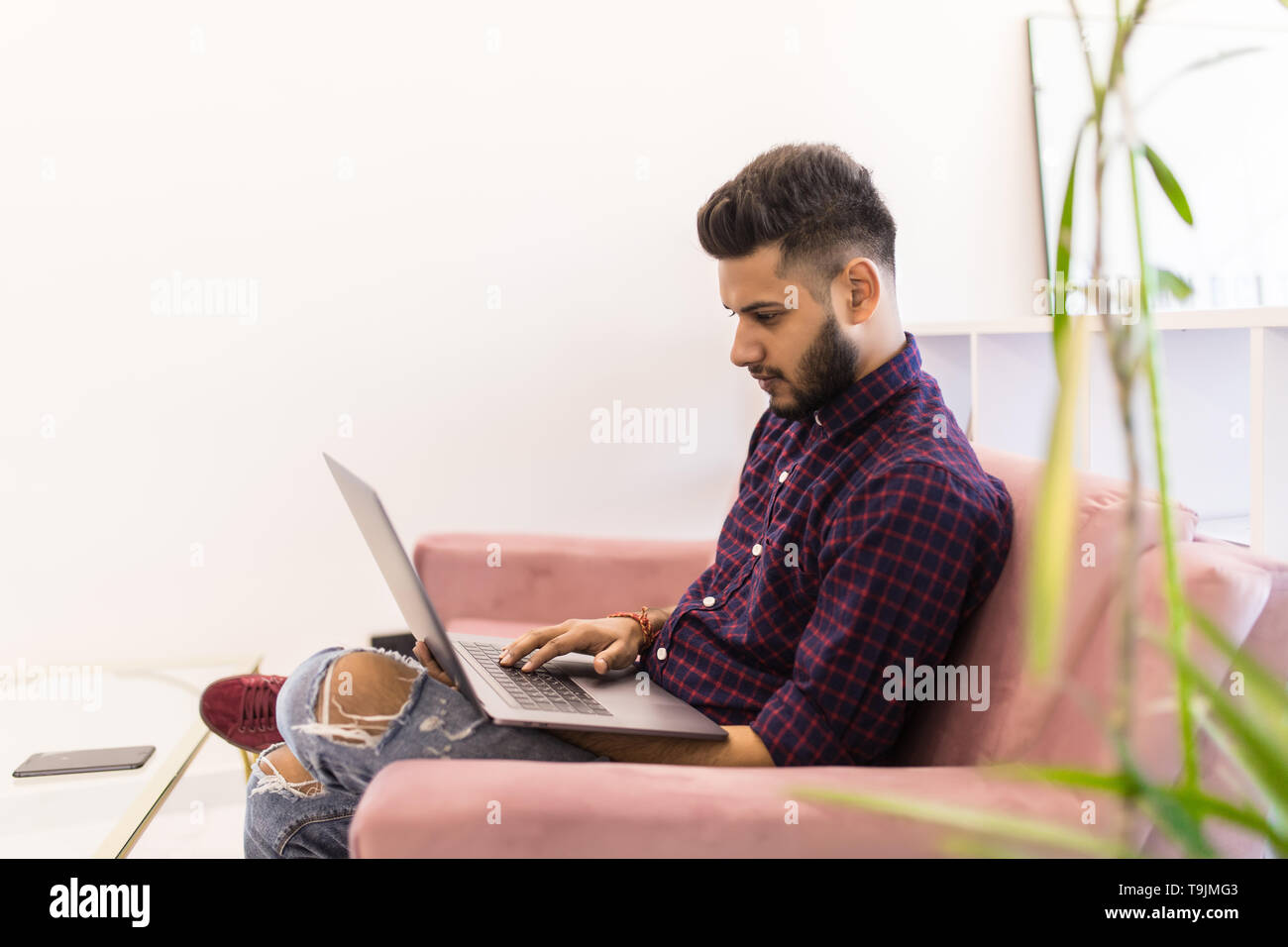 Indian asian old man using computer hi-res stock photography and images ...