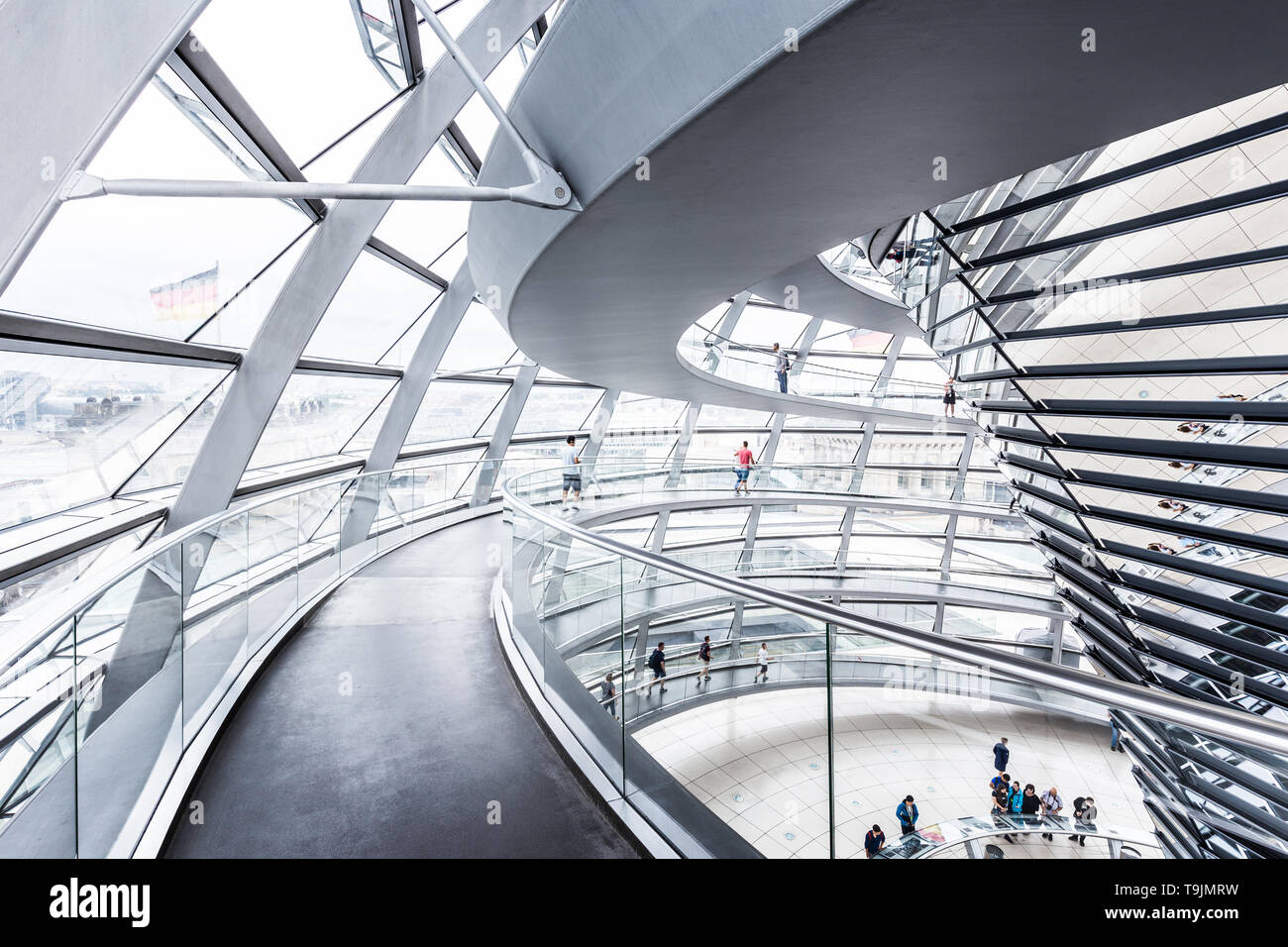 Interior view of famous Reichstag Dome in Berlin, Germany Stock Photo