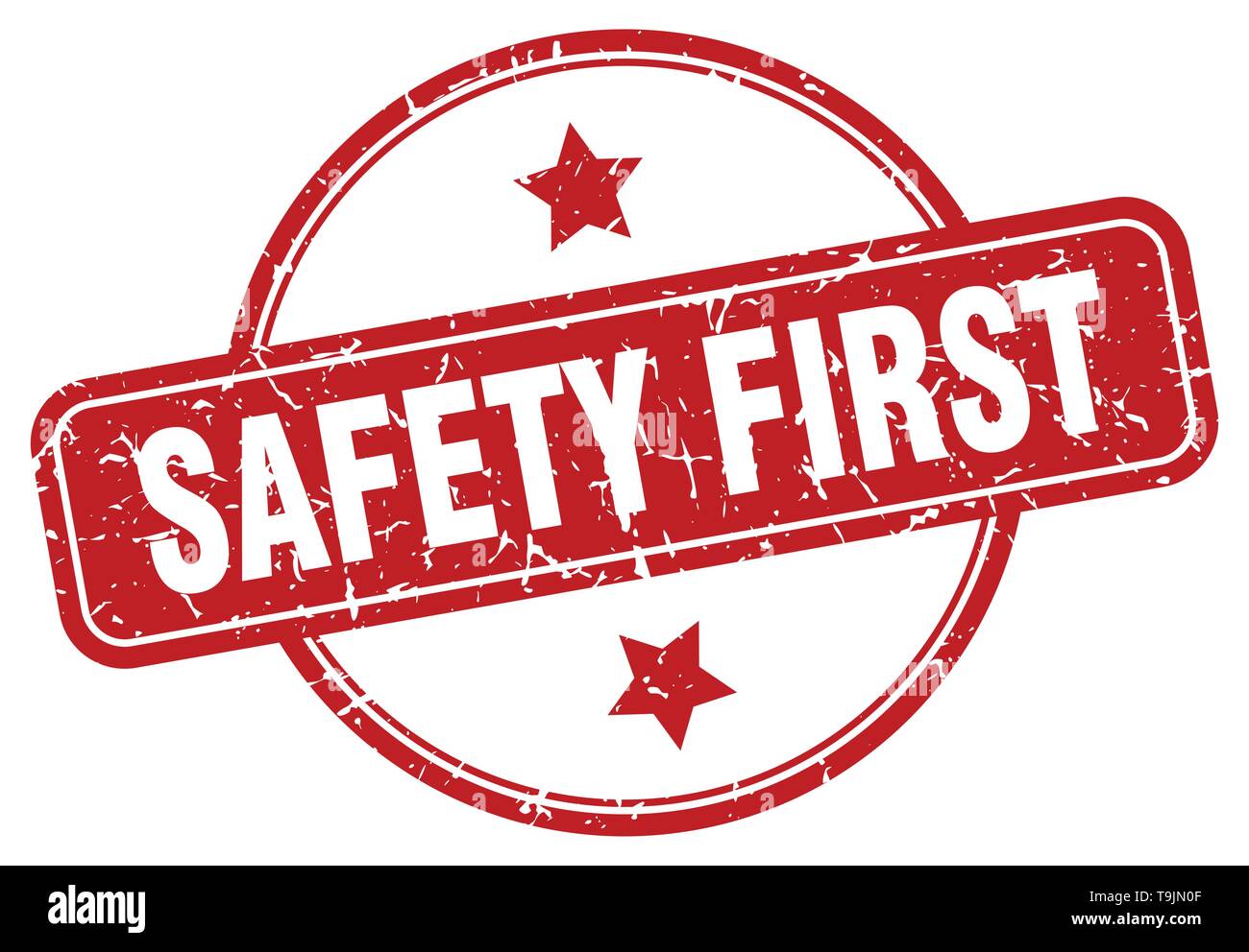 safety first vintage round isolated stamp Stock Vector Image & Art - Alamy