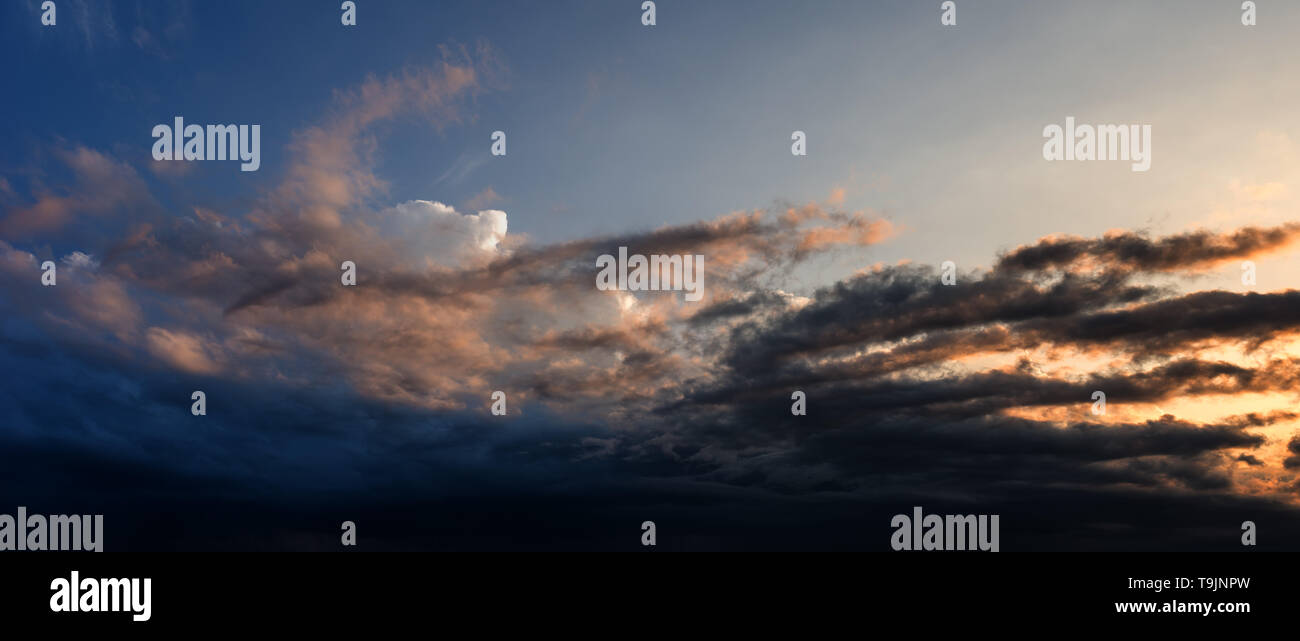 Sunset sky with clouds. Panorama Stock Photo - Alamy