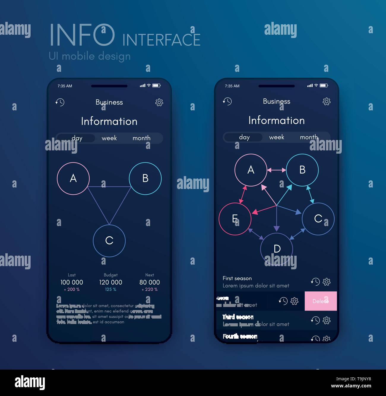 Mobile phone application for analytics. stock vector Stock Vector