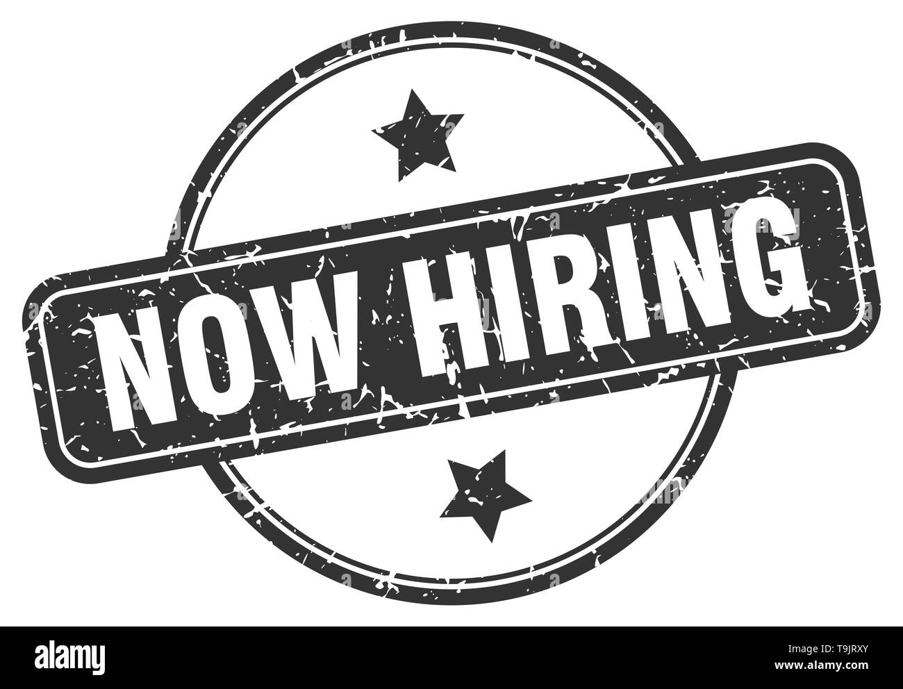now hiring round vintage grunge stamp Stock Vector Image & Art Alamy