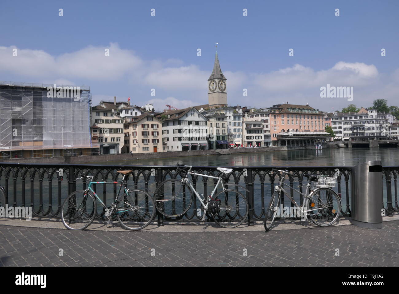 St Peter Church, view from the Muenster bridge in Zurich, Switzerland