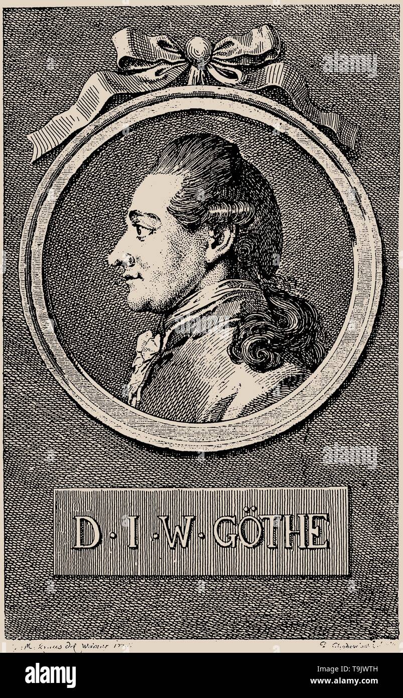 Portrait of the author Johann Wolfgang von Goethe (1749-1832). Museum: PRIVATE COLLECTION. Author: Daniel Nikolaus Chodowiecki. Stock Photo