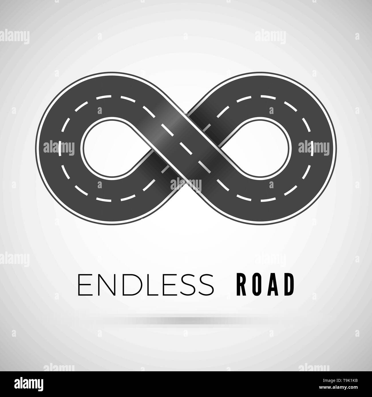 Endless realistic road in shape of infinity sign. Graphic transportation concept. Vector illustration Stock Vector