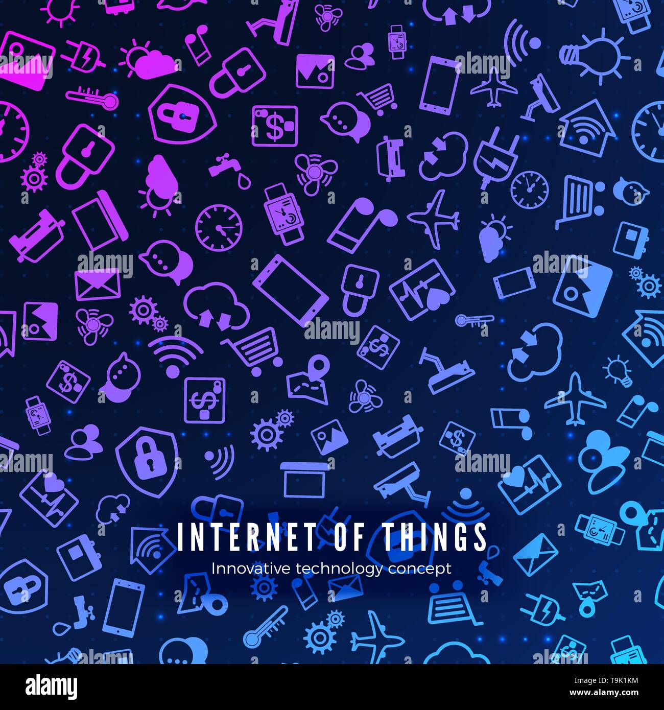 IOT concept. Internet of things color icons pattern. Vector illustration Stock Vector