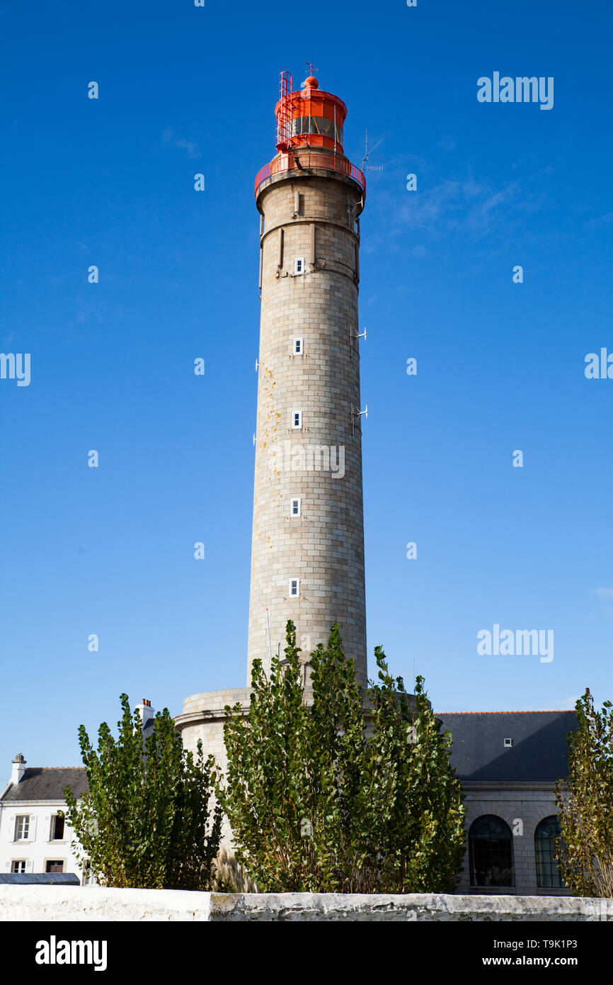 The Goulphar lighthouse of the famous Belle Ile en Mer island in France ...