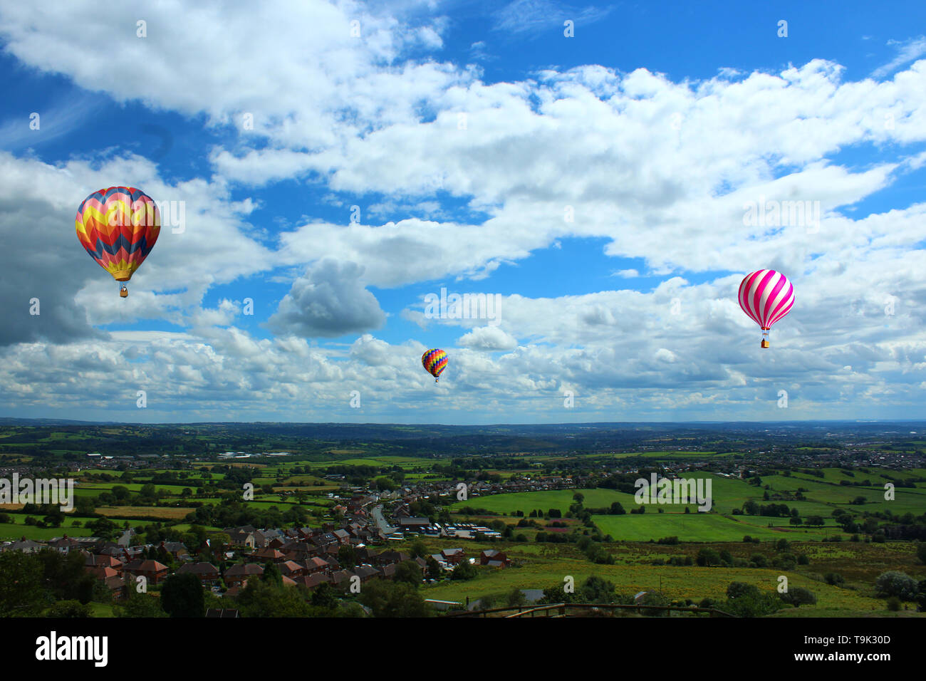 Hot air balloon landscape Stock Photo