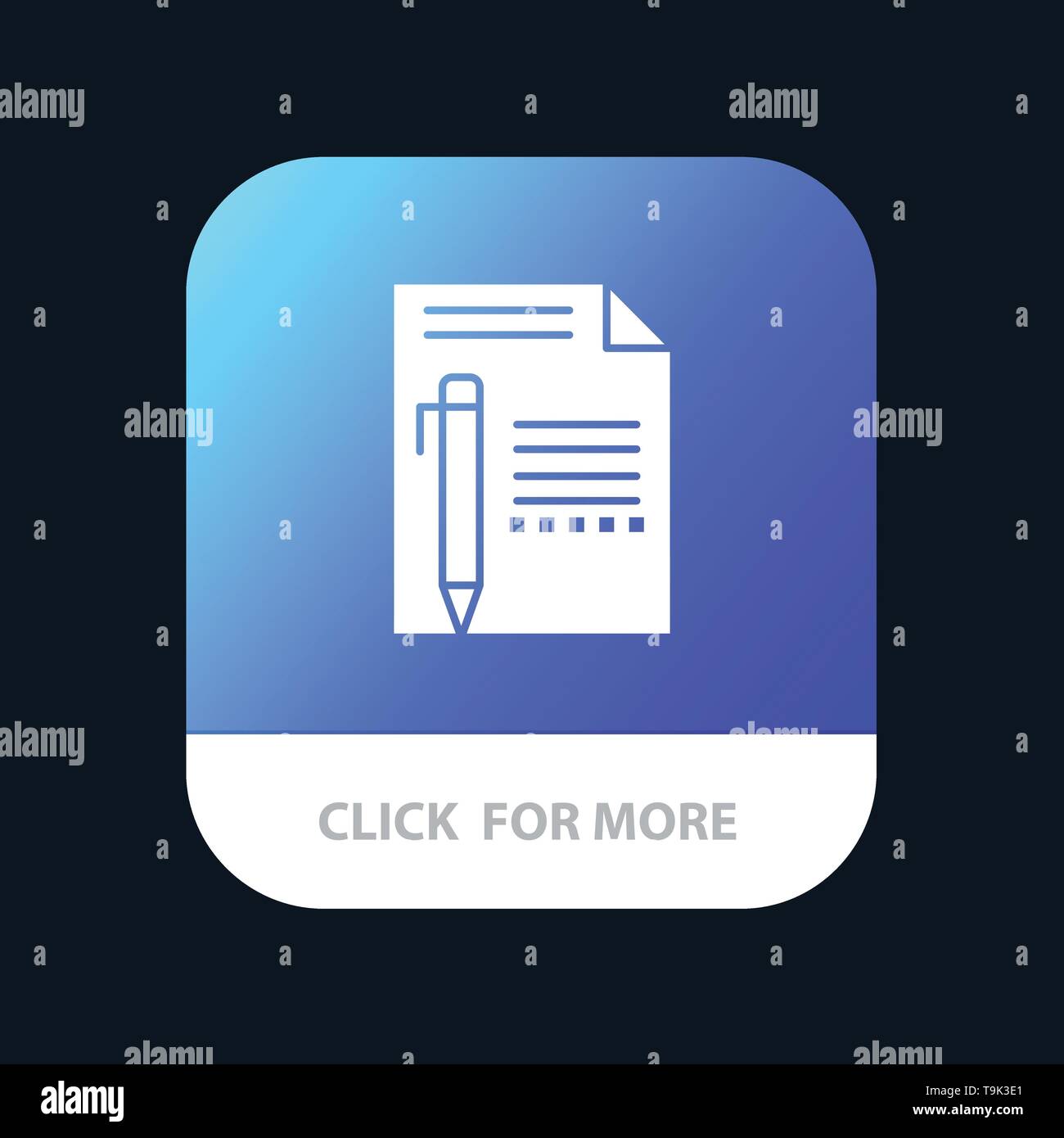 Document, Edit, Page, Paper, Pencil, Write Mobile App Button. Android and IOS Glyph Version Stock Vector
