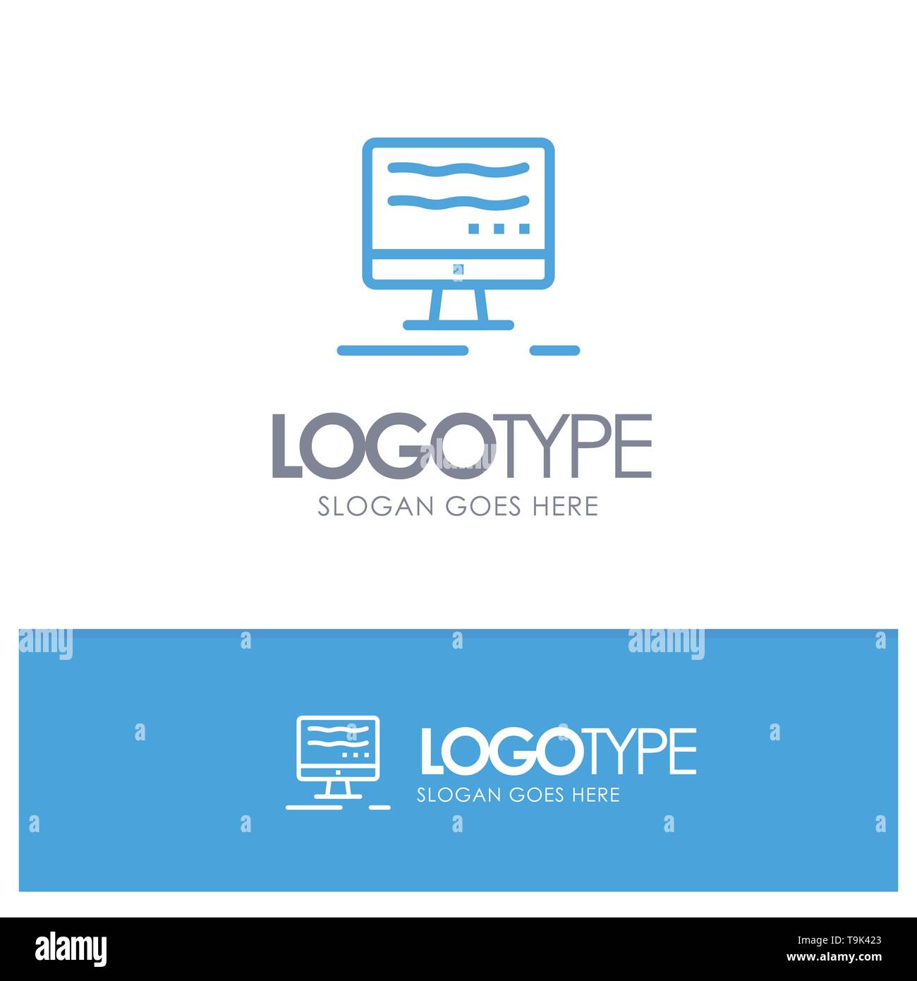 Computer Online Marketing Blue Outline Logo Place For Tagline