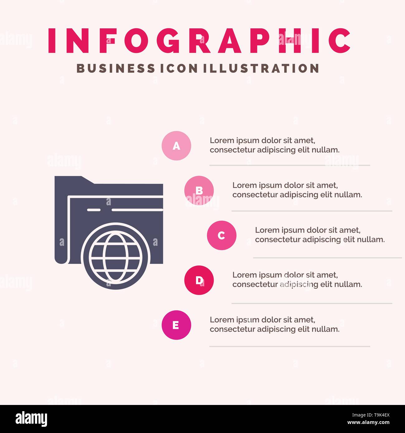 Folder, Storage, Fie, Globe Infographics Presentation Template. 5 Steps