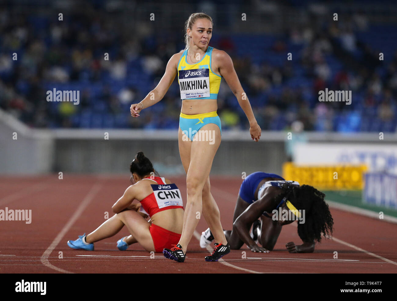YOKOHAMA, JAPAN MAY 10 Elina Mikhina of Kazakhstan after the mixed