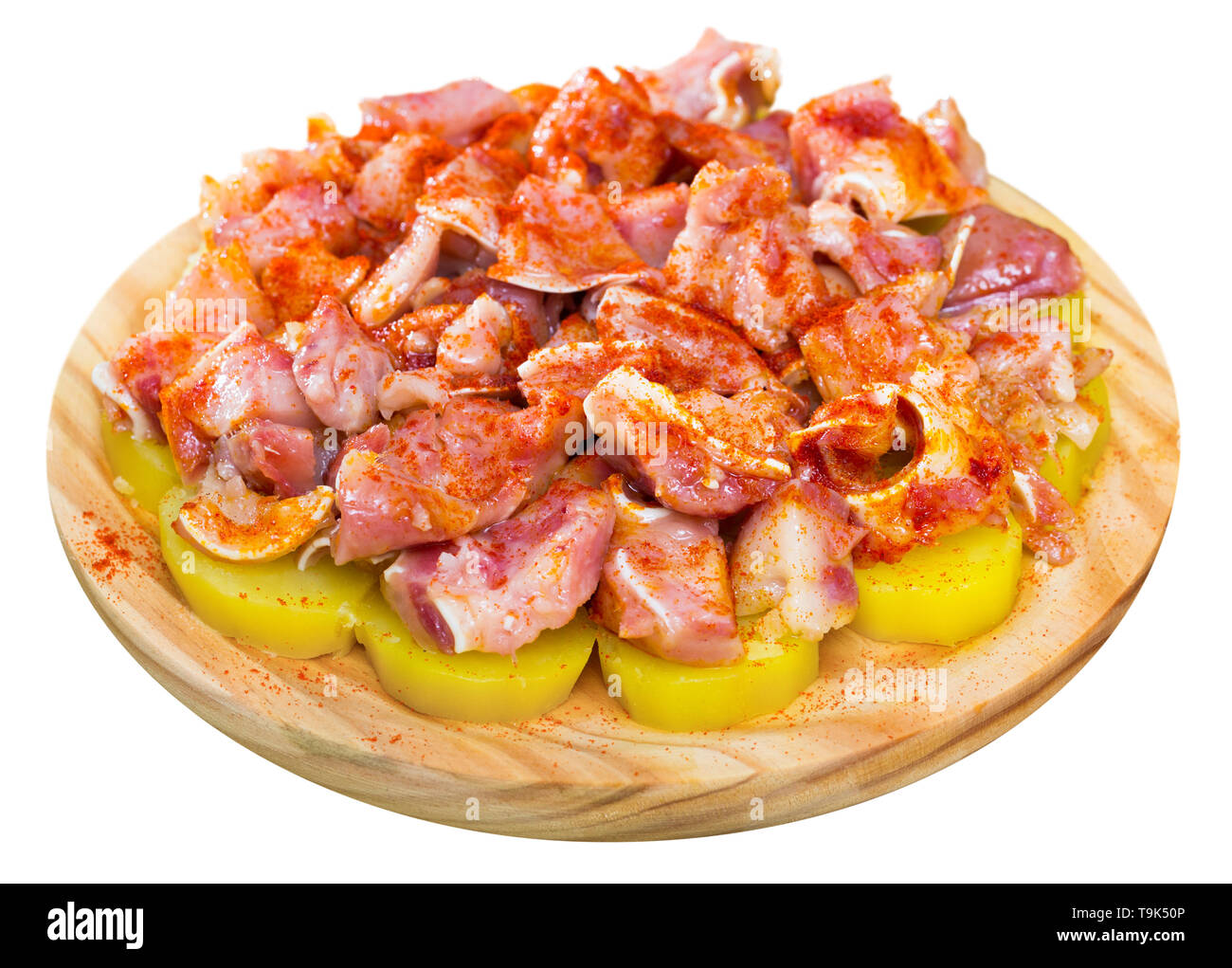 Orejas a la gallega spanish dish. Roast pigs ears with spice. Isolated over white background