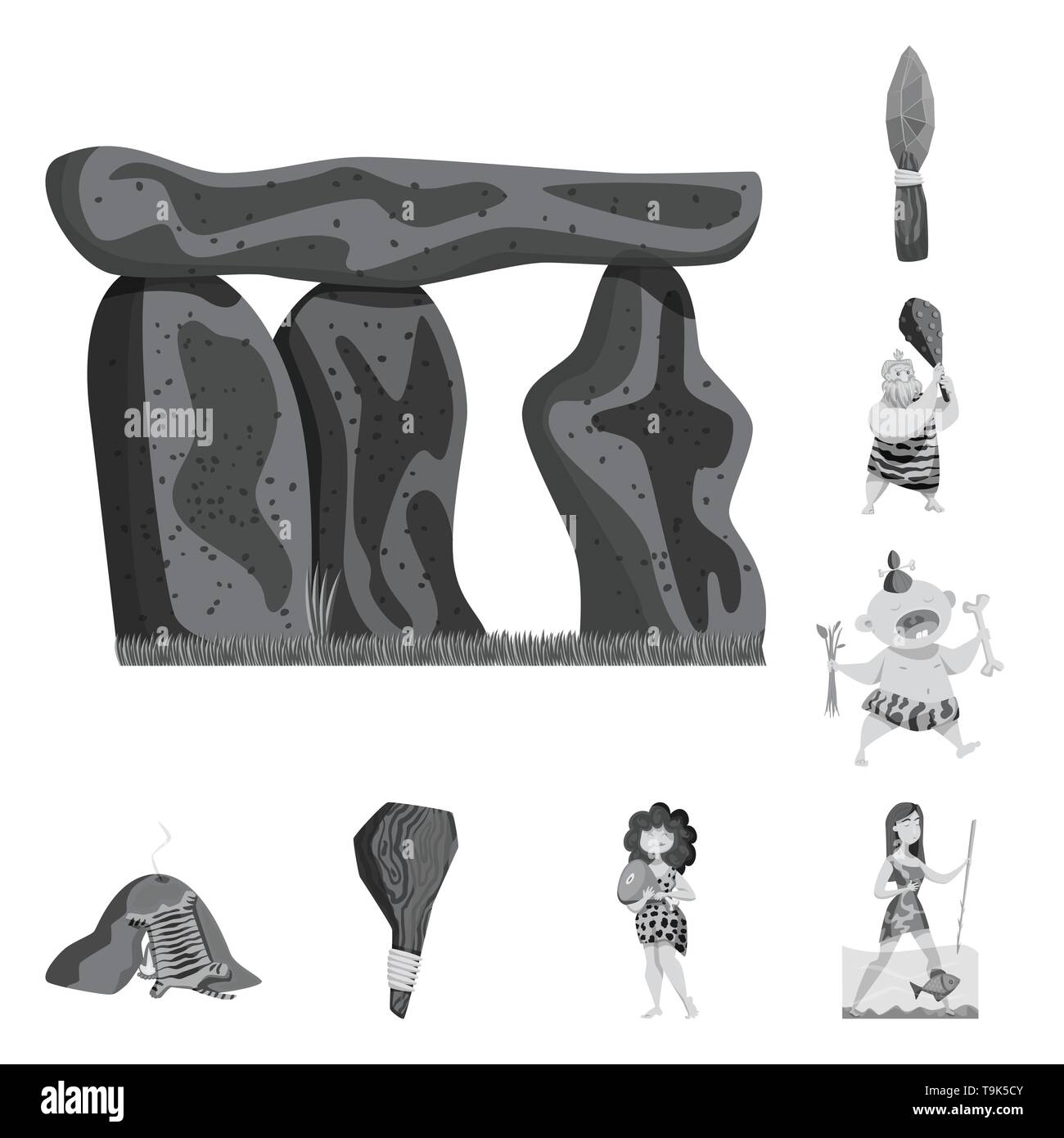 stone,arrow,man,kid,cave,cudgel,woman,monolith,spear,primeval ...