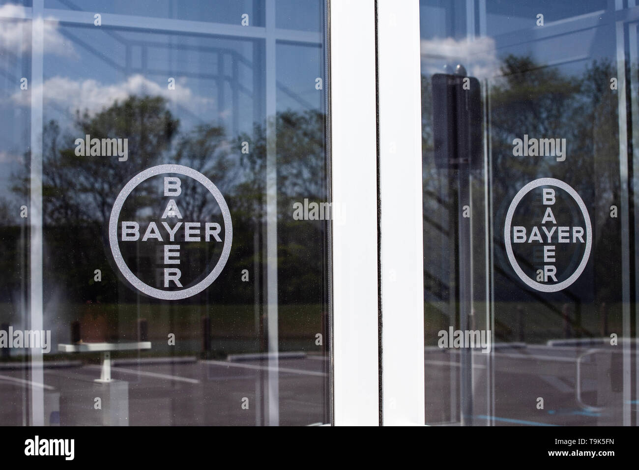Whitestown - Circa May 2019: Bayer AG logo. After the acquisition of Monsanto, Bayer is responsible for its glyphosate lawsuits I Stock Photo