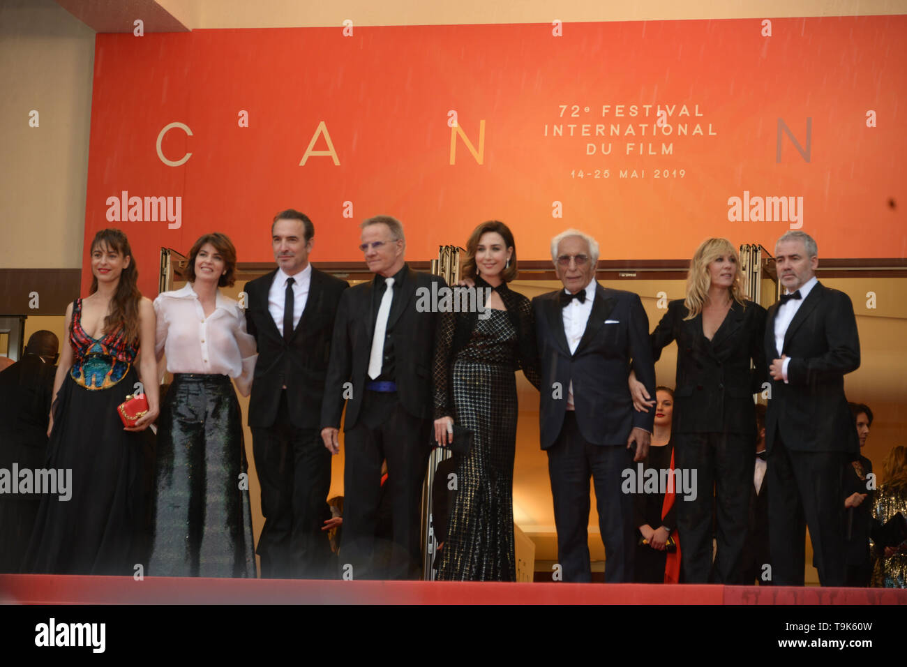 May 18, 2019 - Cannes, France - CANNES, FRANCE - MAY 18: (L-R) Audrey Dana, a guest, Jean Dujardin, Christophe Lambert, Elsa Zilberstein, Gerard Darmon and Mathilde Seignier attend the screening of ''Les Plus Belles Annees D'Une Vie'' during the 72nd annual Cannes Film Festival on May 18, 2019 in Cannes, France. (Credit Image: © Frederick InjimbertZUMA Wire) Stock Photo