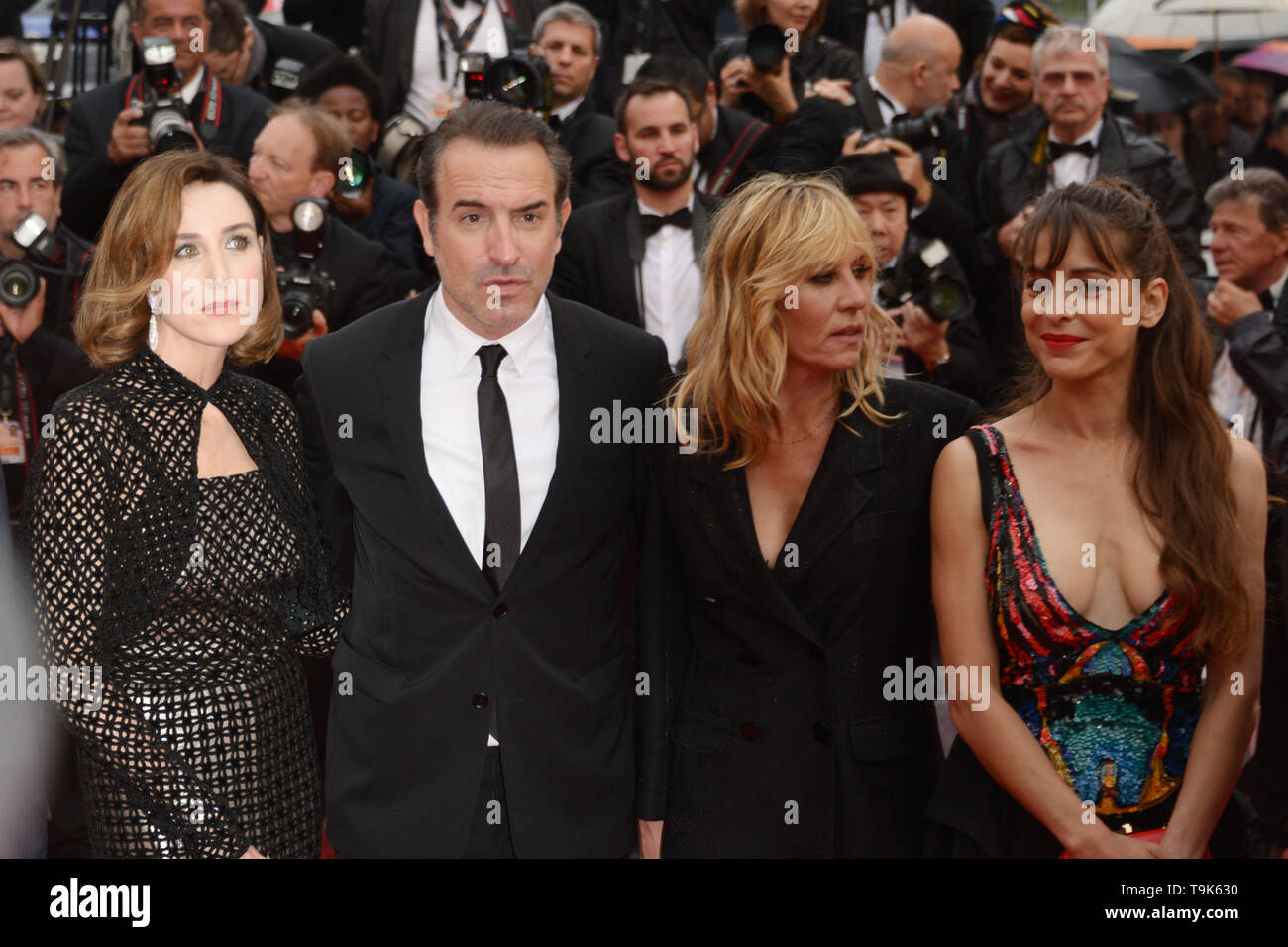 May 18, 2019 - Cannes, France - CANNES, FRANCE - MAY 18: (L-R) Audrey Dana, a guest, Jean Dujardin, Christophe Lambert, Elsa Zilberstein, Gerard Darmon and Mathilde Seignier attend the screening of ''Les Plus Belles Annees D'Une Vie'' during the 72nd annual Cannes Film Festival on May 18, 2019 in Cannes, France. (Credit Image: © Frederick InjimbertZUMA Wire) Stock Photo