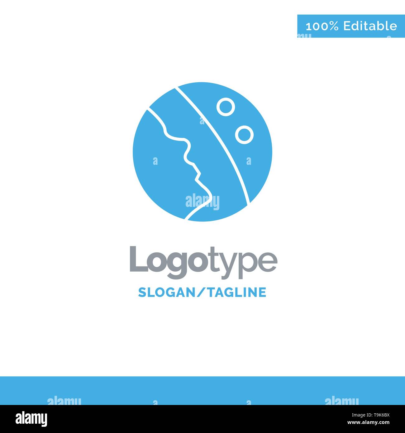 Dermatology, Dry Skin, Skin, Skin Care Blue Solid Logo Template. Place
