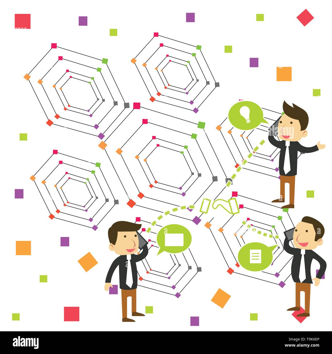 Businessmen Coworkers Conference Call Conversation Discussion Mobile ...