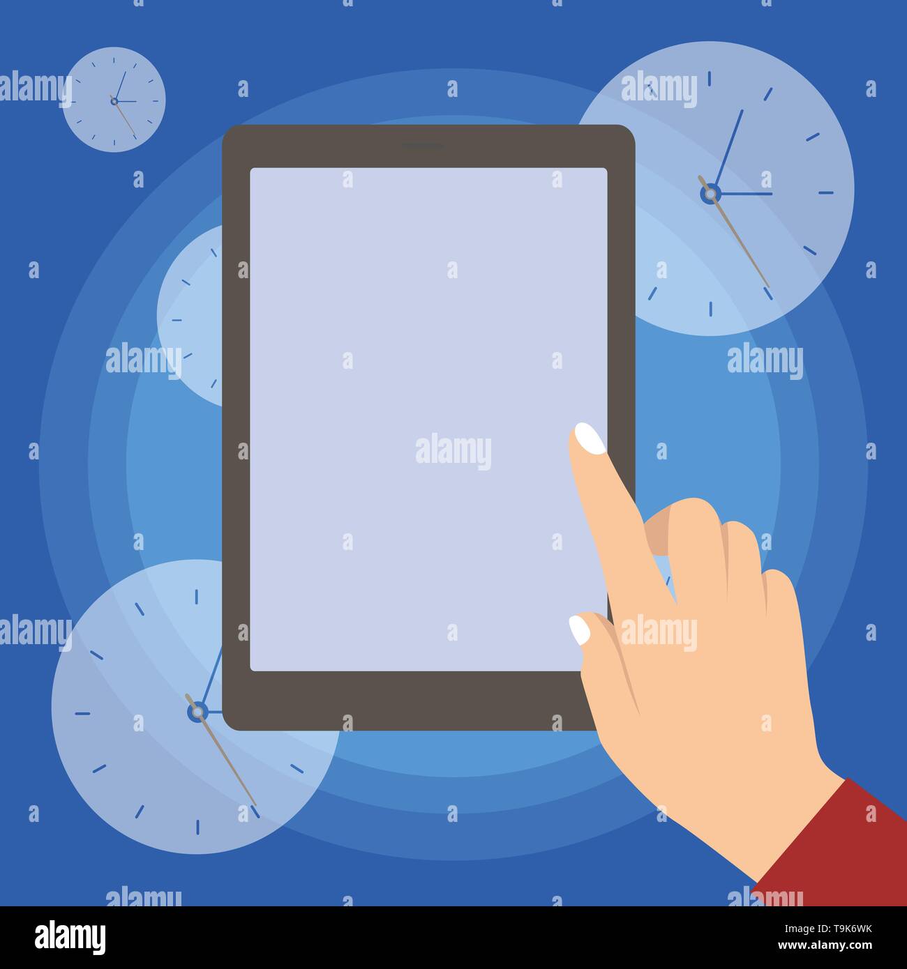 Download Female Hand With White Polished Nails Pointing Finger Tablet Screen Off Design Business Empty Template Isolated Minimalist Graphic Layout Template For Stock Vector Image Art Alamy