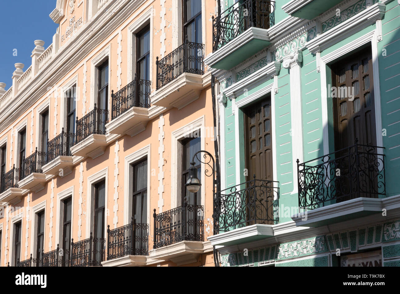 Merida Mexico colorful traditional colonial buildings in Merida