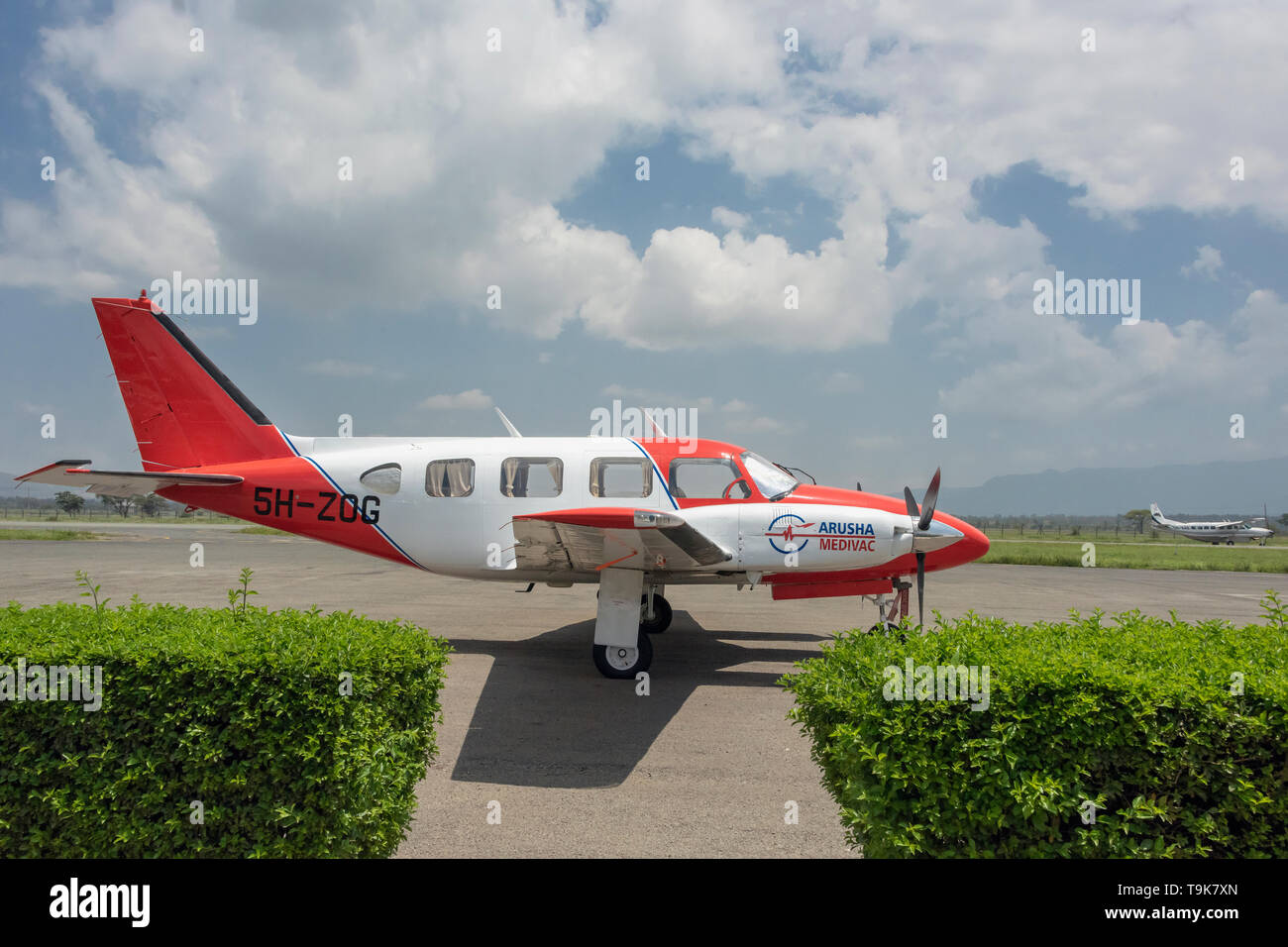 Arusha Medivac flight on the runway, Arusha Airport, Tanzania Stock Photo