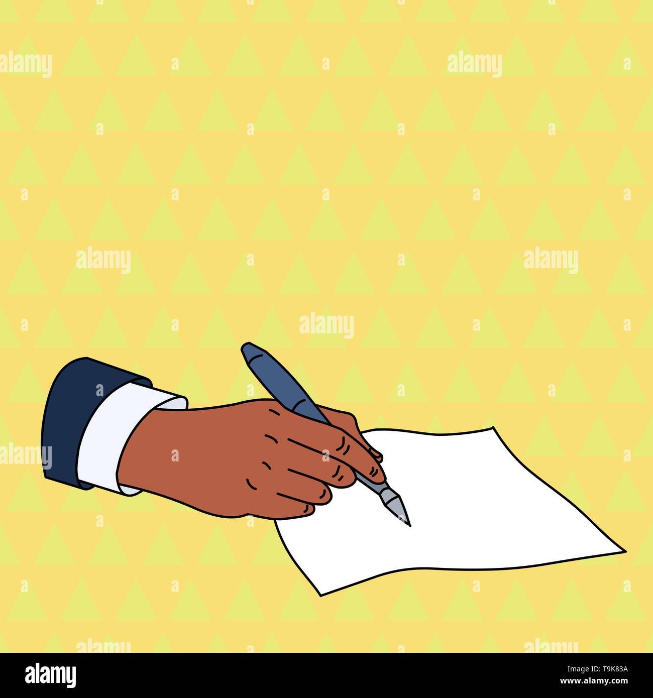 Male Hand Formal Suit Holding Ballpoint Pen Blank Piece of Paper ...