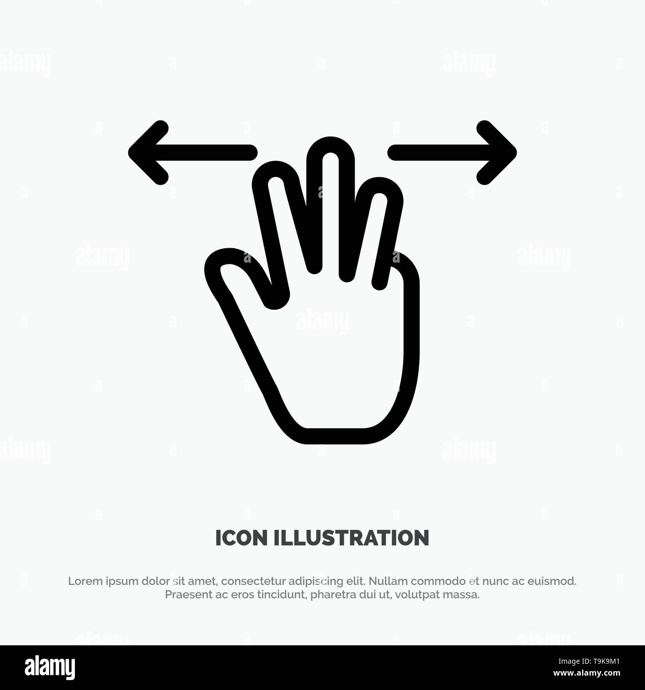 Gestures, Hand, Mobile, Three Fingers Line Icon Vector Stock Vector