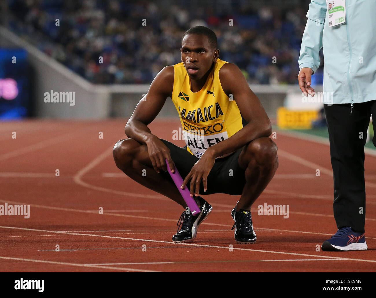 YOKOHAMA, JAPAN - MAY 10: Nathon Allen of Jamaica during Day 1 of the 2019 IAAF World Relay Championships at the Nissan Stadium on Saturday May 11, 2019 in Yokohama, Japan. (Photo by Roger Sedres for the IAAF) Stock Photo