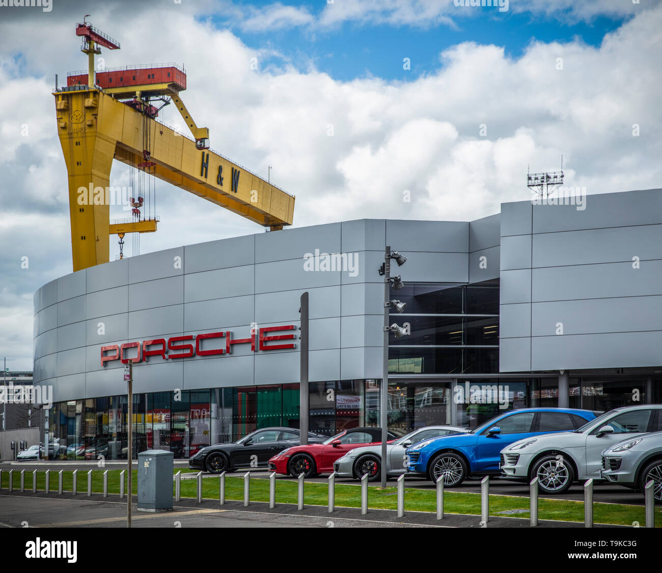 Porsche Dealership in Belfast Stock Photo