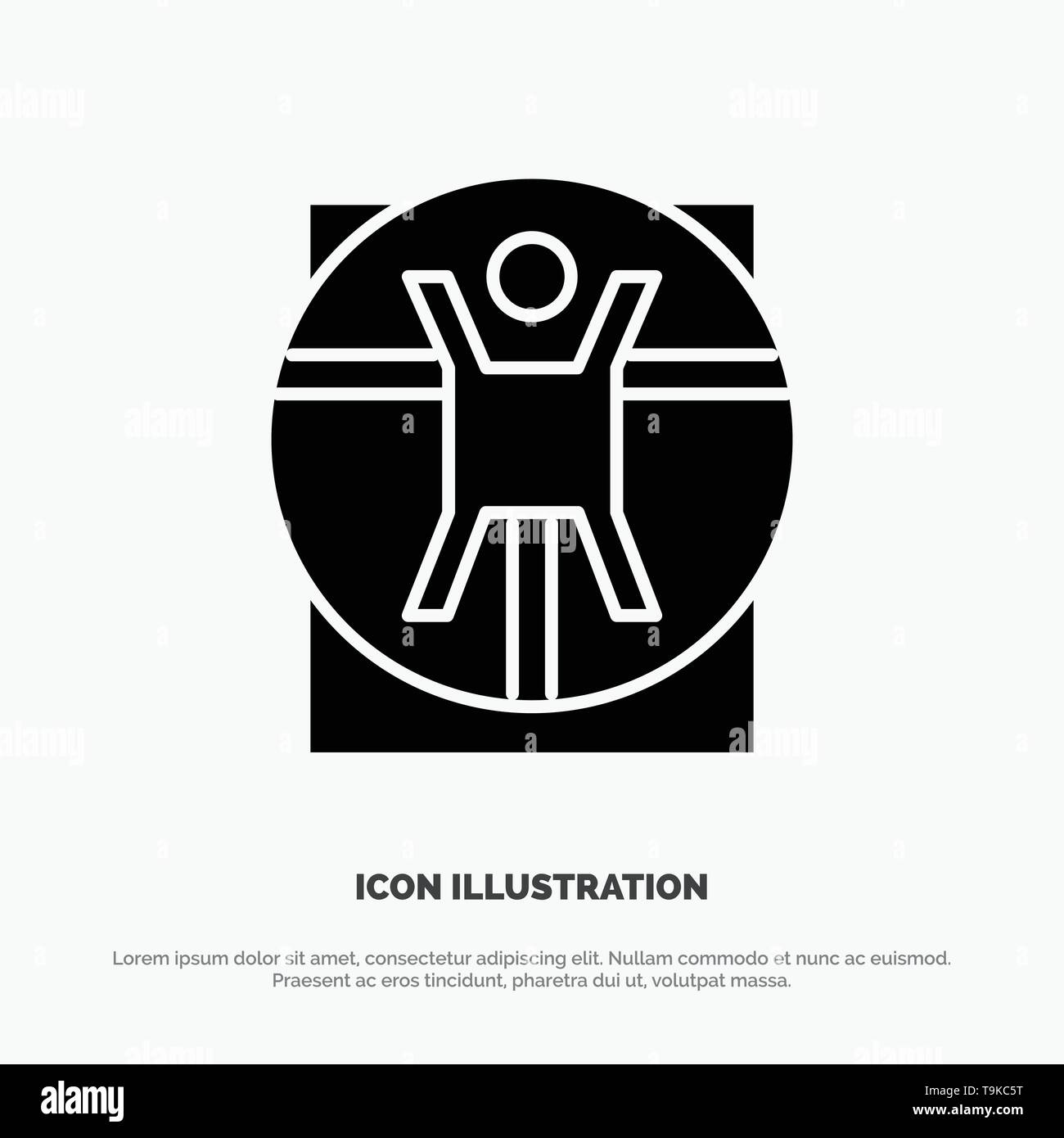 Vitruvian, Man, Medical, Scene solid Glyph Icon vector Stock Vector