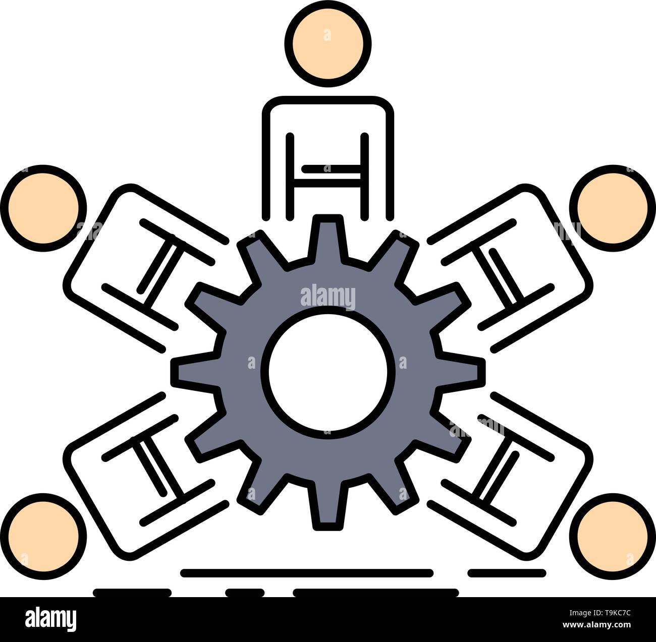 team, group, leadership, business, teamwork Flat Color Icon Vector Stock Vector Art