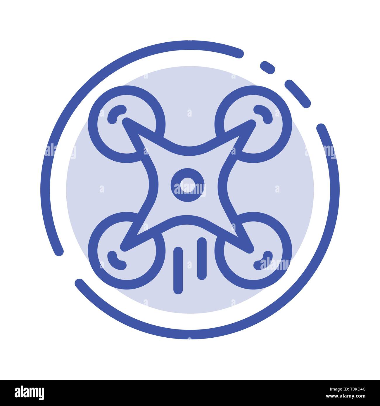 Technology, Drone, Camera, Image Blue Dotted Line Line Icon Stock Vector