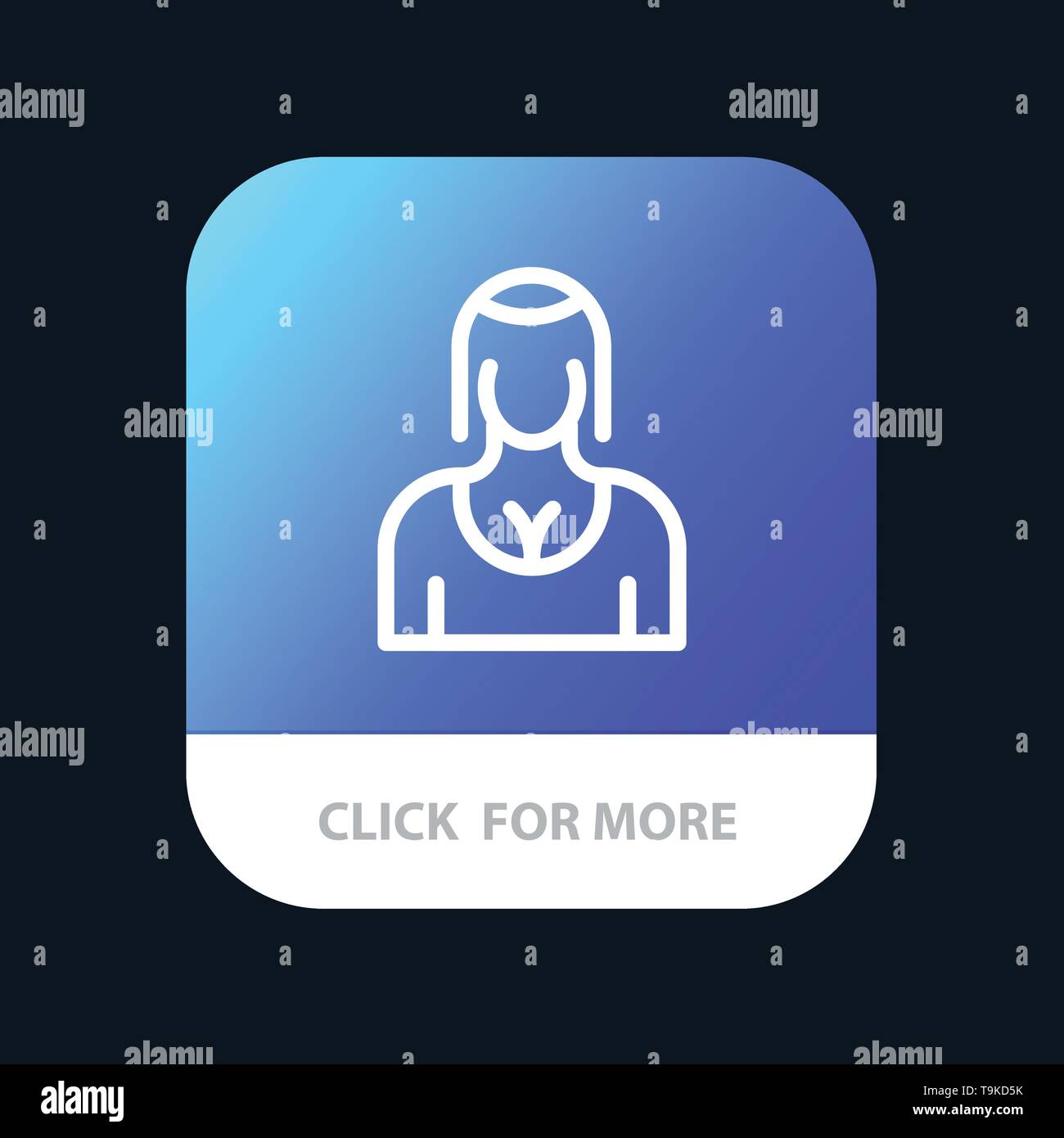 Actress, Avatar, Character, Girl, Lady Mobile App Button. Android and IOS Line Version Stock Vector
