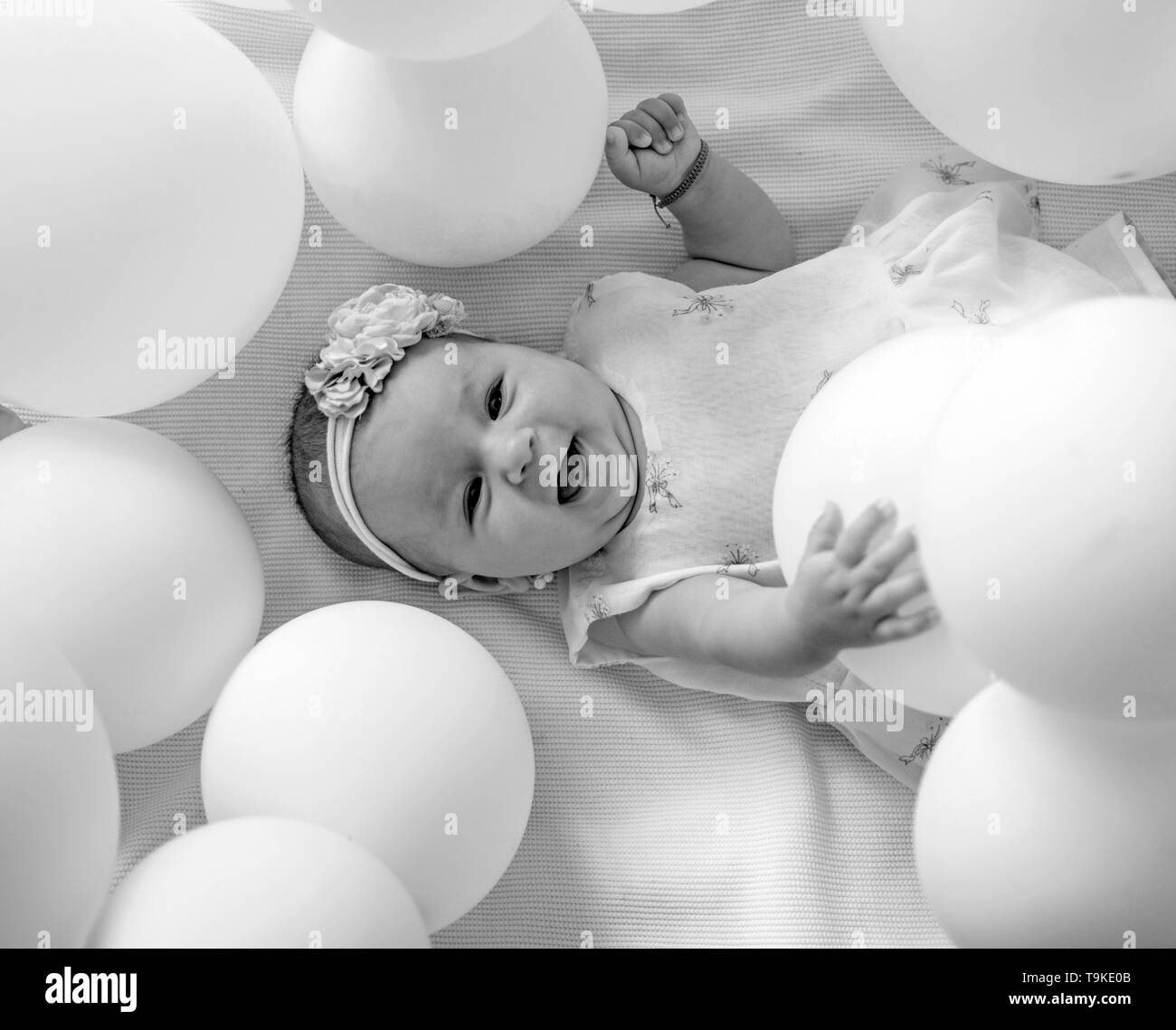 Pure happiness. Family. Child care. Childrens day. Small girl. Happy birthday. Sweet little baby. New life and birth. Portrait of happy little child Stock Photo